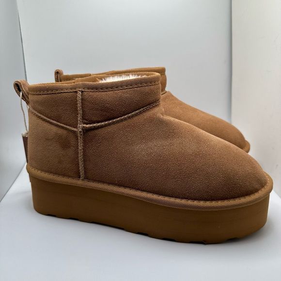 CUSHIONAIRE Women's Genuine Suede Cozy Mule Platform +Memory Foam 9 CHESTNUT - Picture 1 of 7